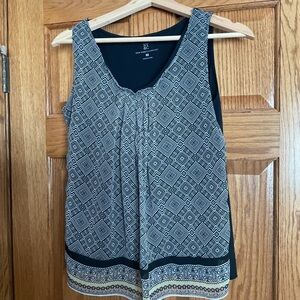 Women's Geometric Print Sleeveless Top New York & Company Small Black/white